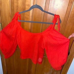 Billabong Grapefruit Flare Sleeve Shoulder Cutout Top